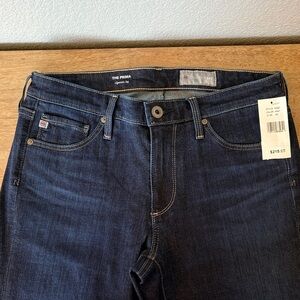 AG Adriano Goldschmied Women's Dark Blue Straight Leg Jeans-Cigarette Leg